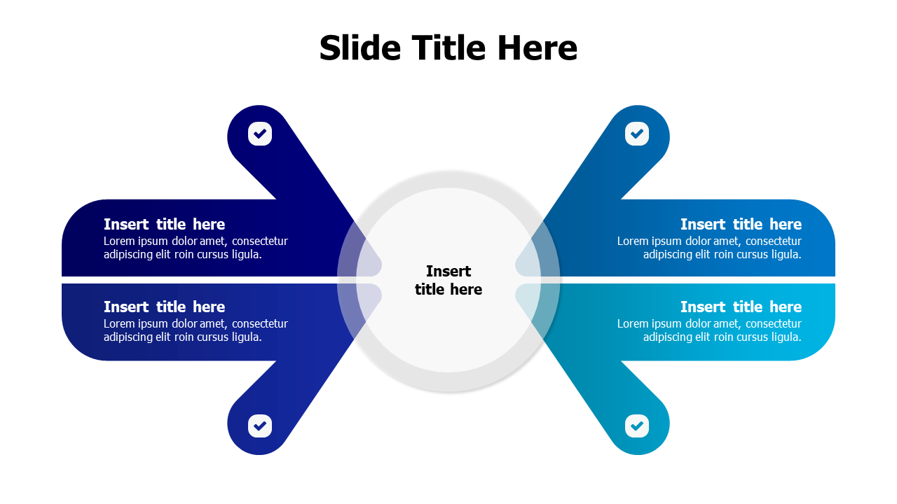 4 points divided pointing arrows infographic