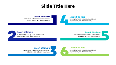 6 colored extended numbers infographic