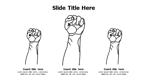 3 points outline raising human hands infographic
