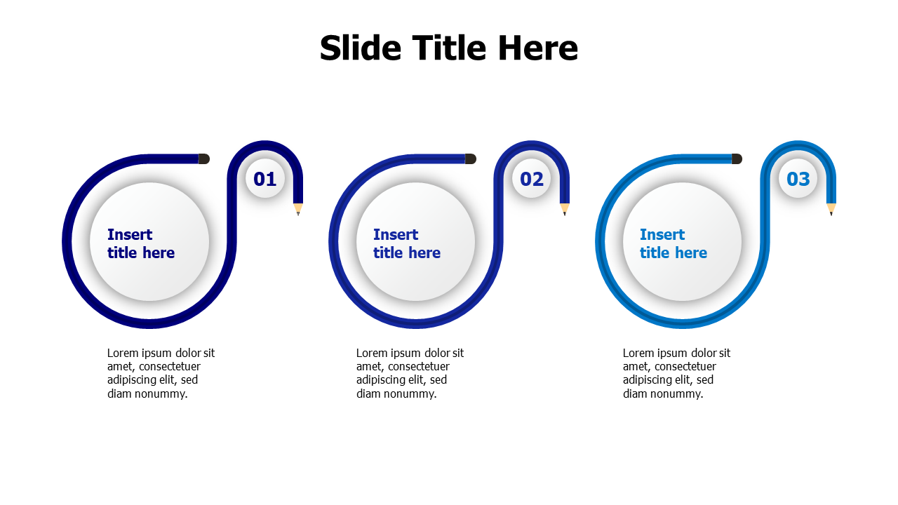 3 curved bencils with numbers infographic