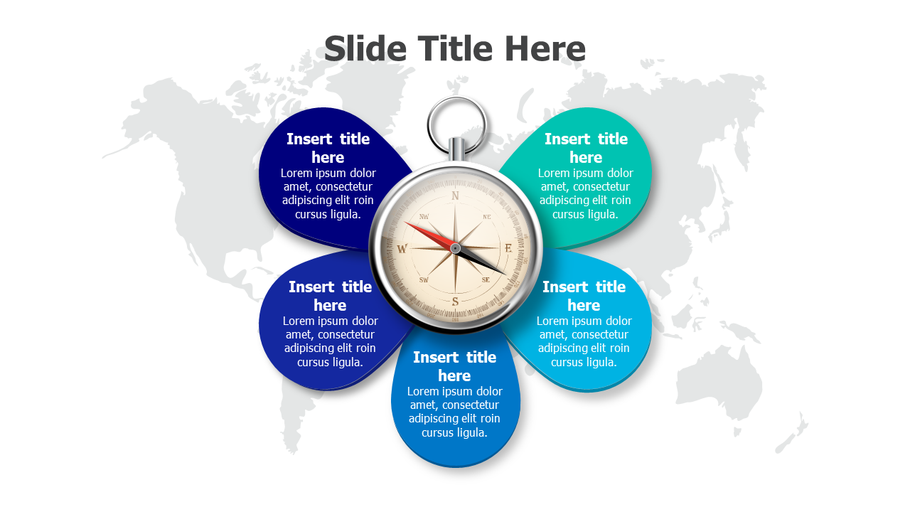 5 points around  compass infographic