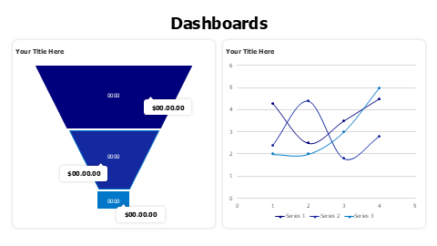 Funnel and lines charts dashboard
