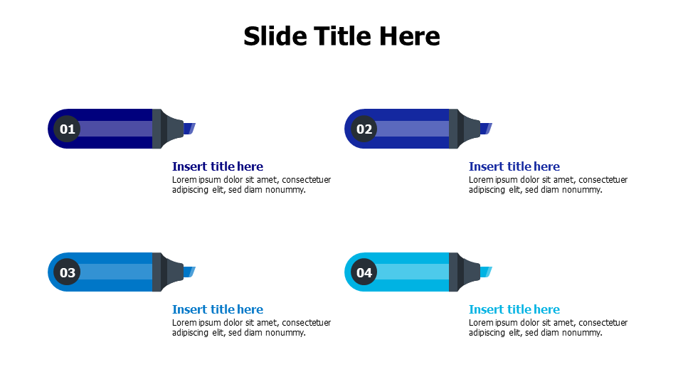 4 colored highlighter markers infographic