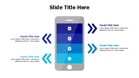 4 points devided phone with arrows infographic