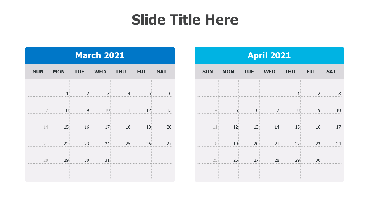 March and April 2021 Calendar