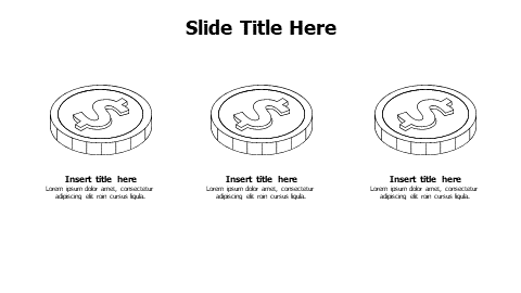 3 points outline coins infographic