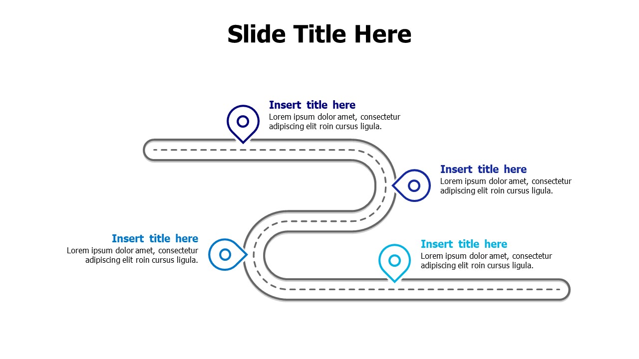 4 points roadmap with location pins infographic