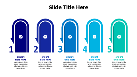 5 doors with colored arrows infographic