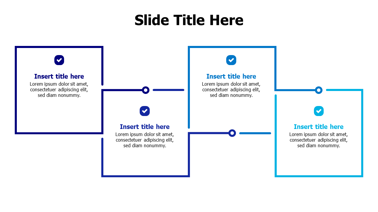 4 outline squares and points infographic