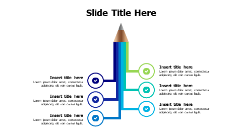 6 points colored lines from a bencil infographic