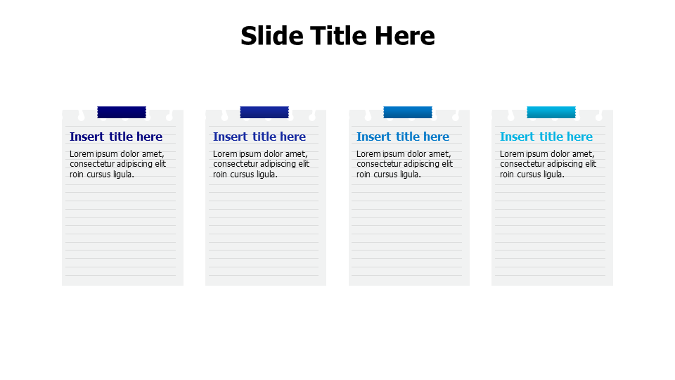 4 notebook papers with sticky tape