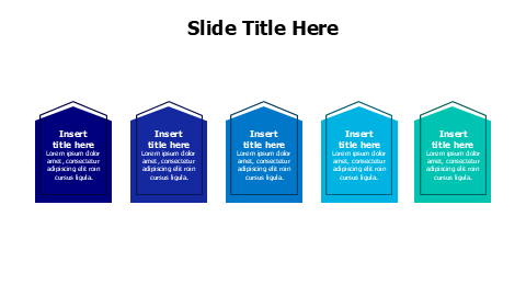 5 points outline houses with colored shapes infographic