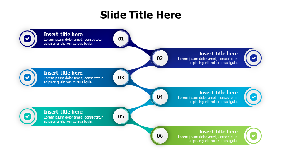 6 points connected lines infographic