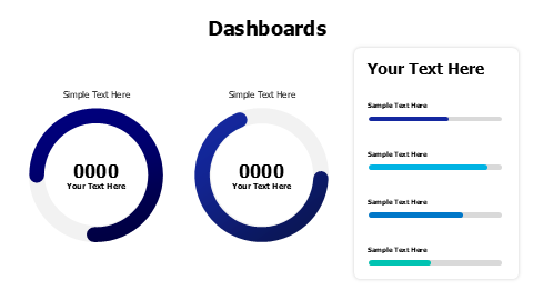 Colored circular and flat indicators dashboard 