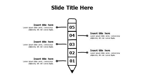 5 points divided outline bencil infographic