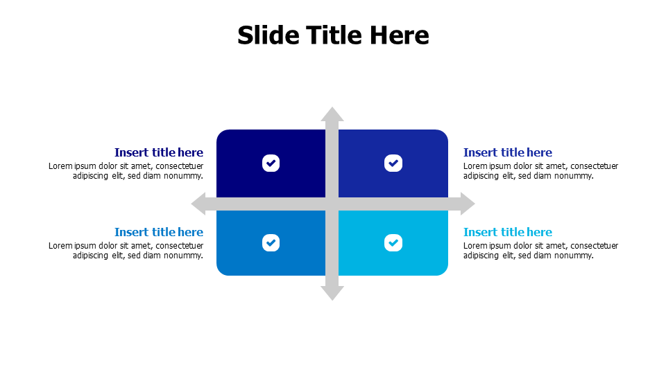 4 points colored squares matrix infographic with icons