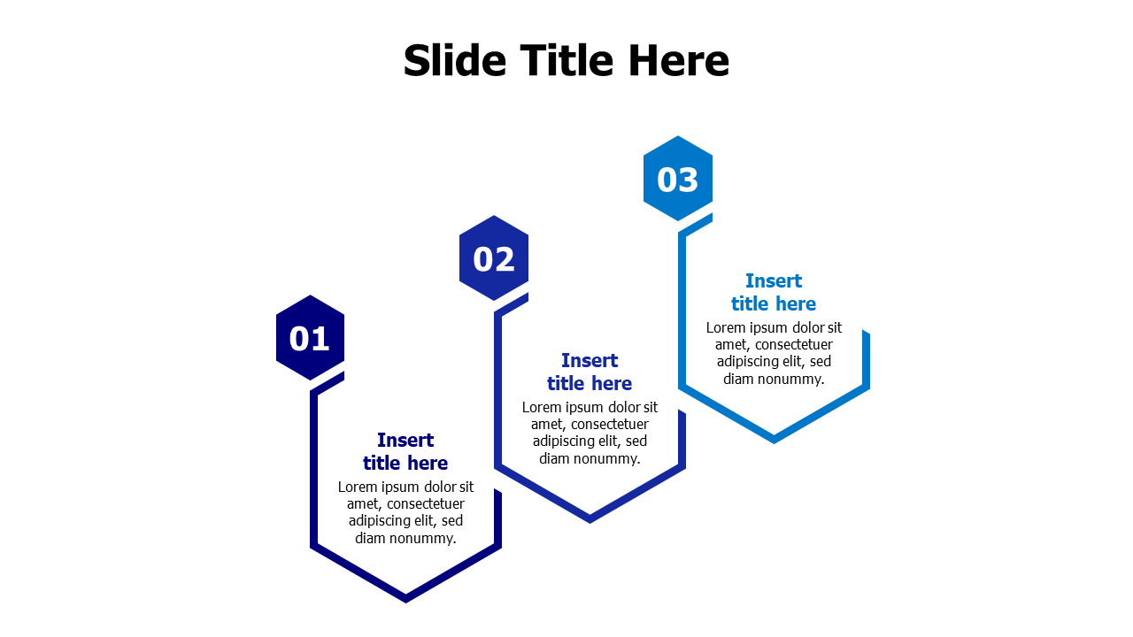 3 outline shapes with hexagons infographic