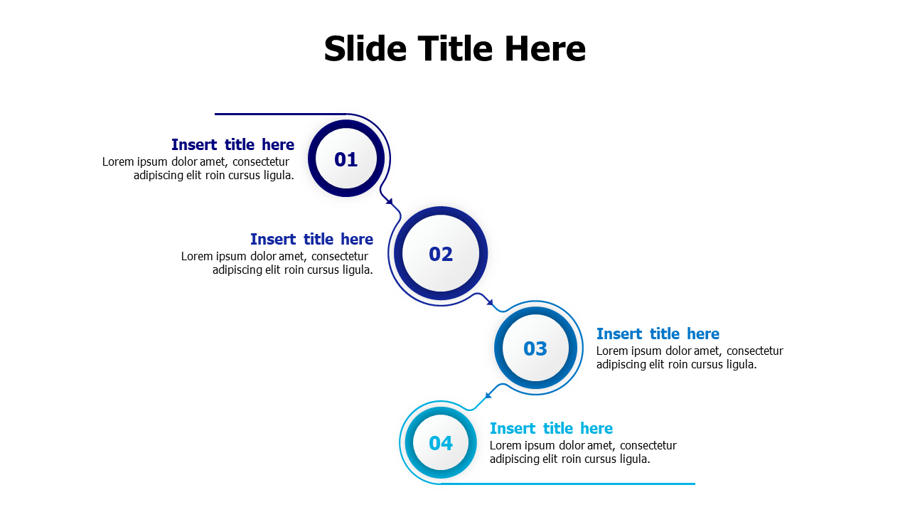 4 points arrow aligned with circles infographic