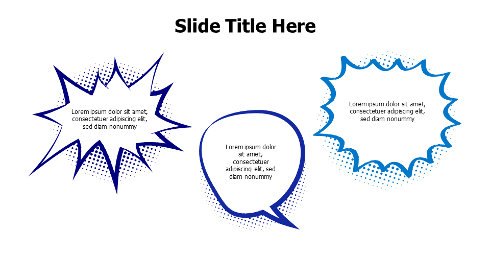 3 cartoonish Speech bubbles infographic