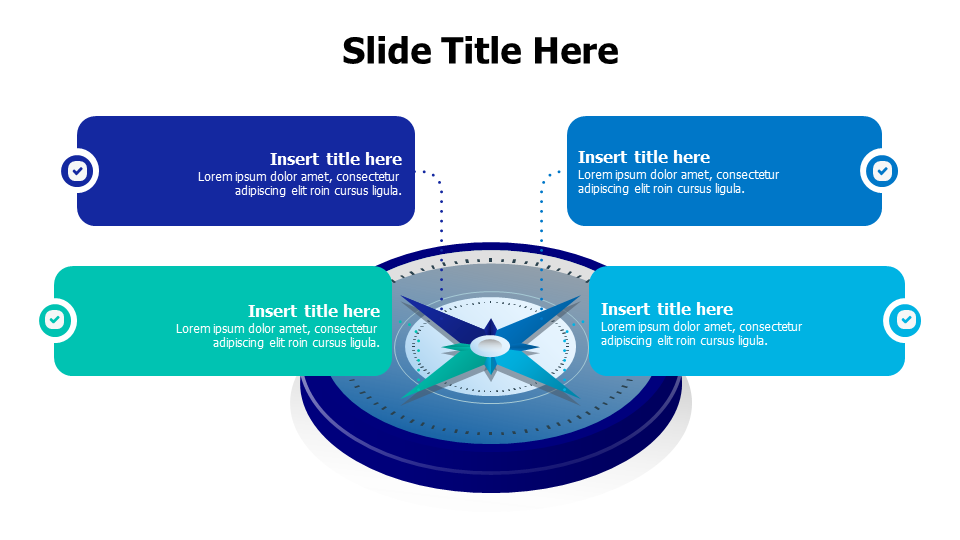4 points 3D compass infographic