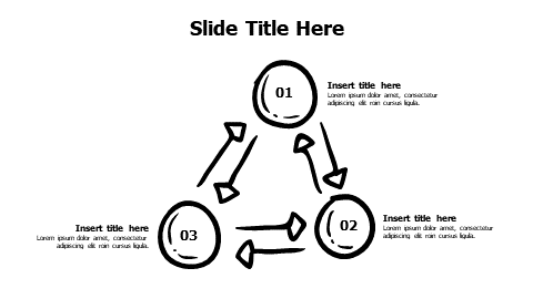 3 doodle circles with numbers and arrows infographic