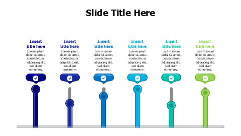 6 colored non-editable indicators infographic with icons