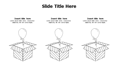 3 outline balloons out of boxes infographic