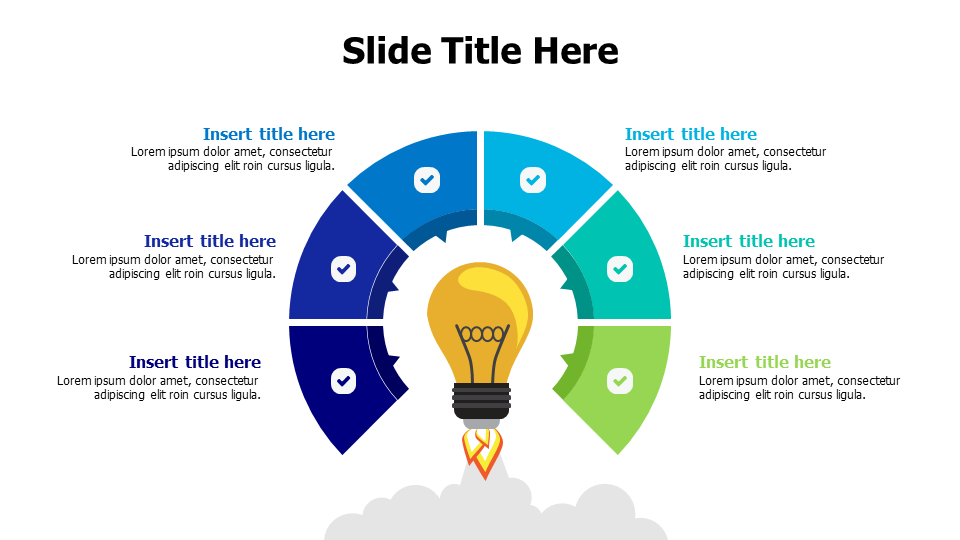 6 points rocket bulb infographic