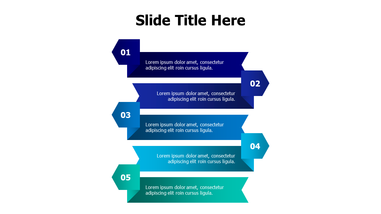 5 3D twisted labels infographic with numbers