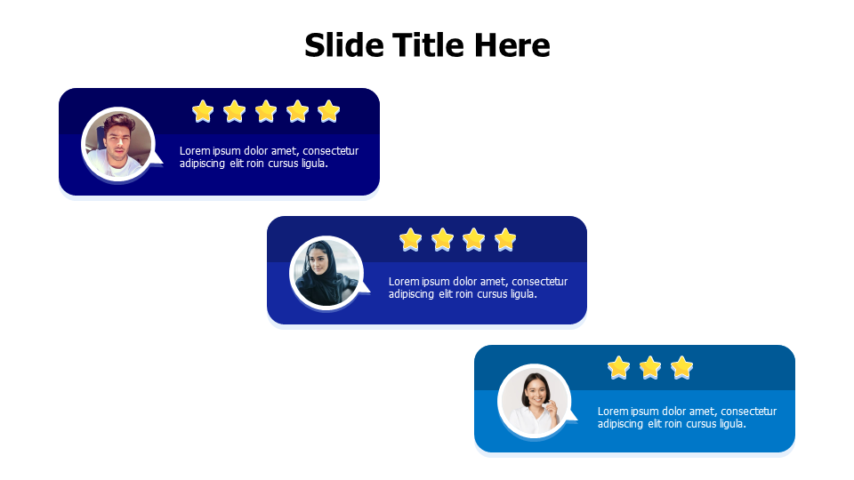 3 colored blocks testimonials infographic