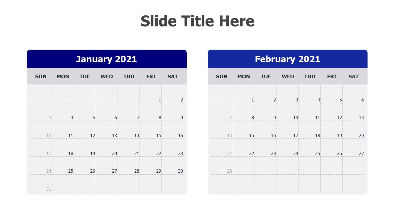 January and February 2021 Calendar