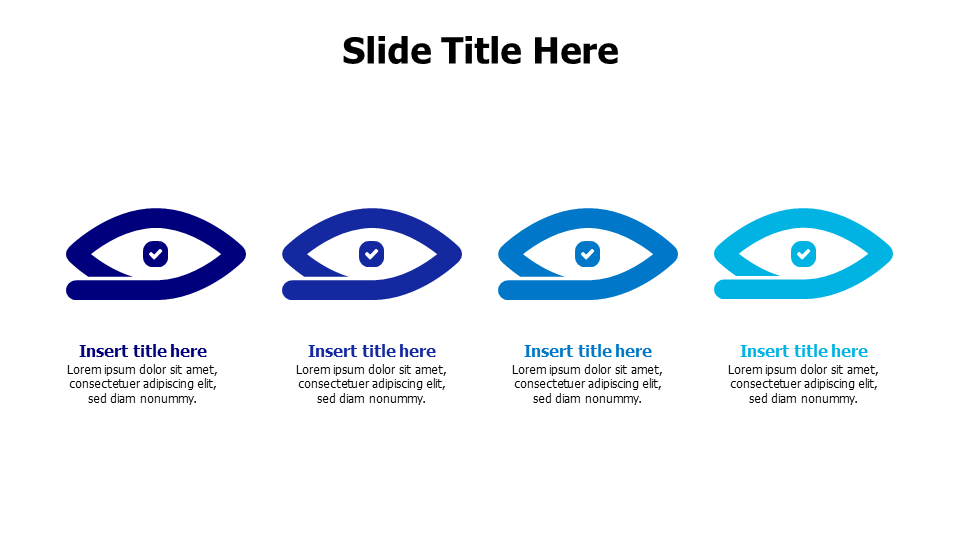 4 points colored eye shapes with icons infographic