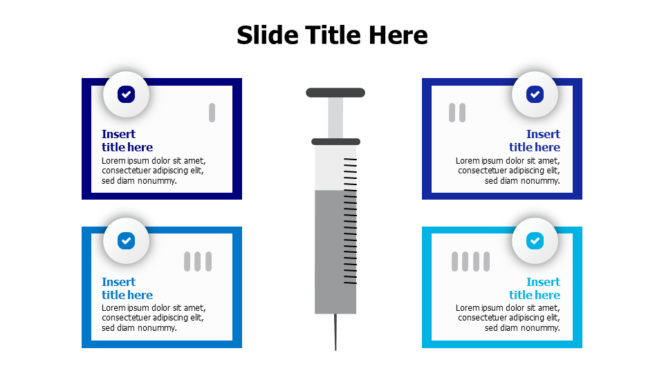 4 points injection with white boxes infographic