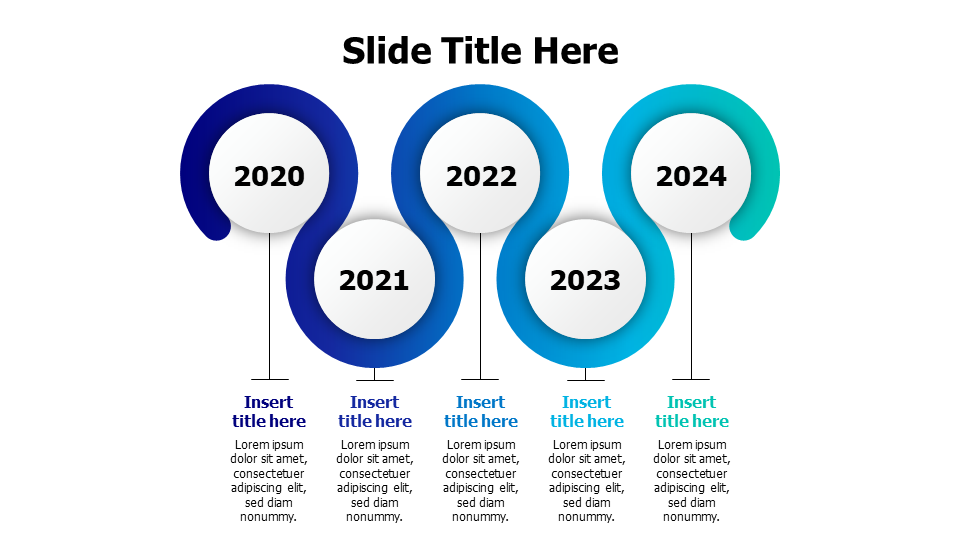5 points timeline gradient infographic