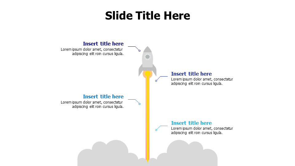 4 points flying rocket with smoke infographic