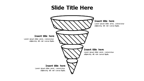 4 points divided outline striped funnel infographic