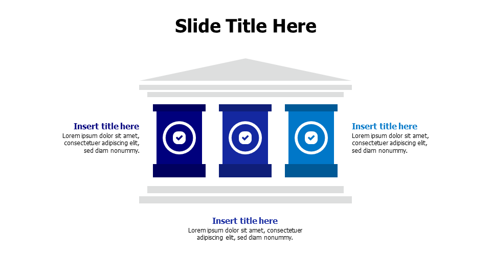 3 colored columns with icons infographic