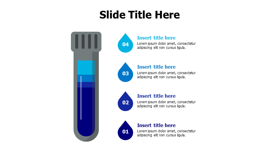 4 colored drops from a test tube infographic