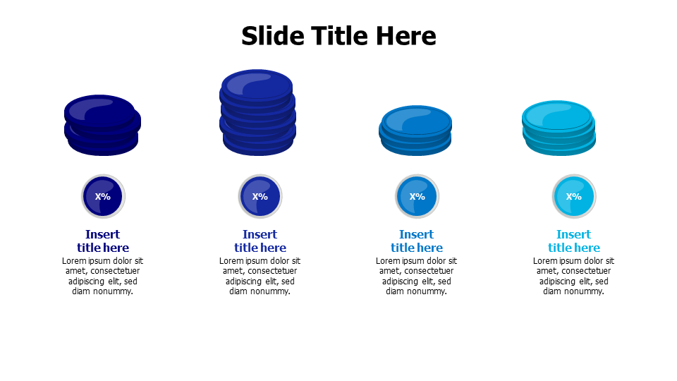 4 points editable colored coins chart infographic