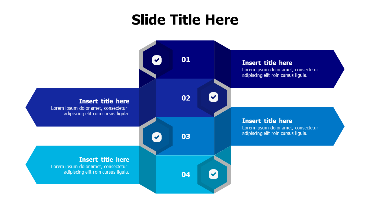 4 hexagon blocks with icons infographic