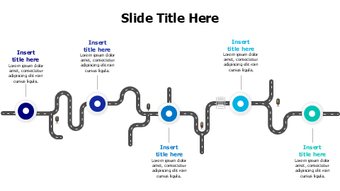 5 points colored points on a roadmap infographic