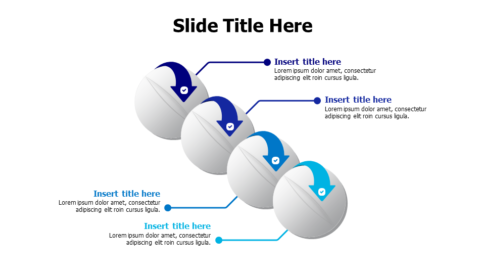 4 3D white balls with arrows infographic