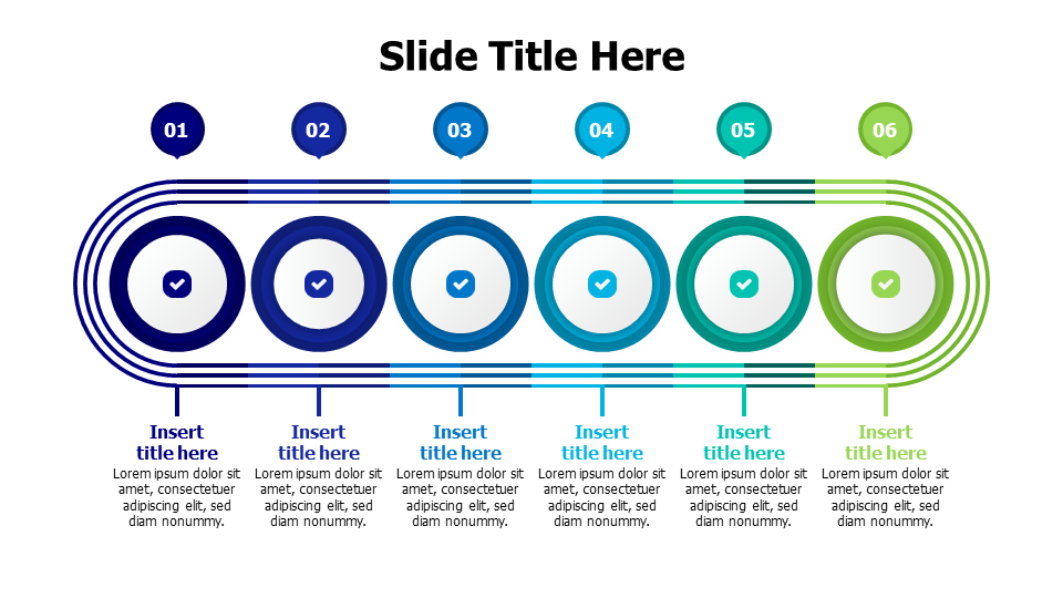 6 points circles with curved frame and icosn infographic