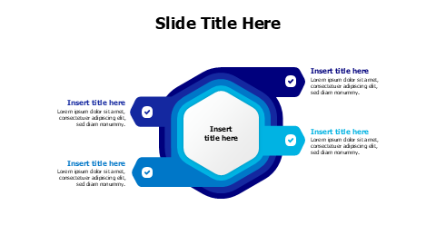 4 colored overlayered hexagons infographic with icons