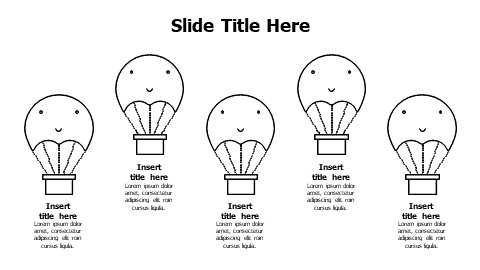 5 points outline hot air balloon infographic