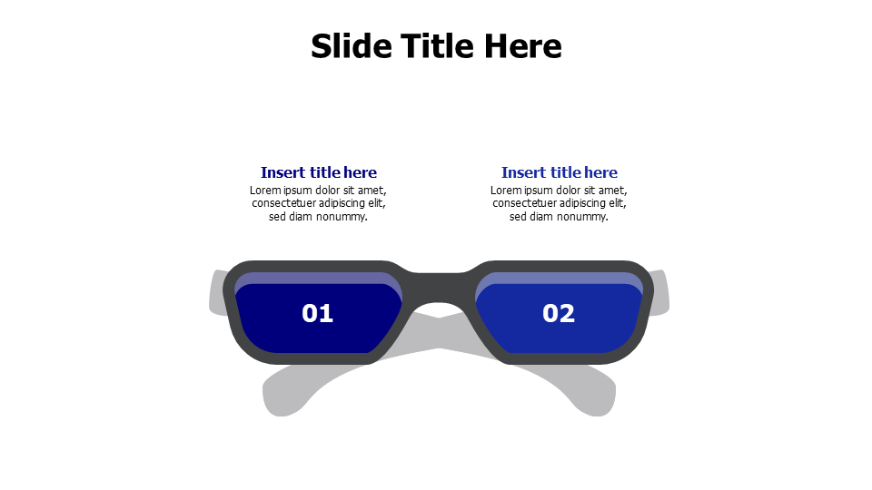 2 points colored glasses with numbering infographic