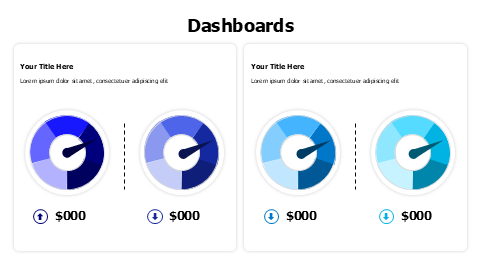 4 Colored circular indicators dashboard