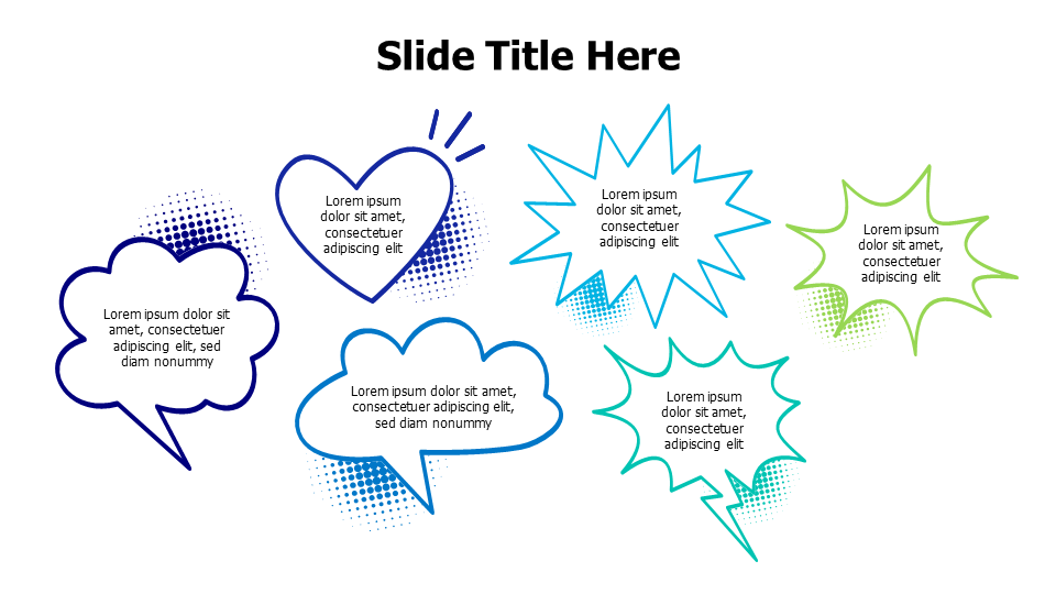 6 cartoonish Speech bubbles infographic