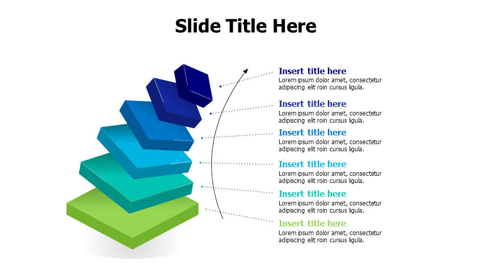 6 points 3D overlayed cubes infographic
