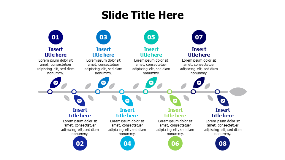 8 points leaves from a line infographic